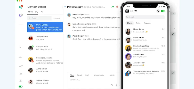JivoChat Software-Oberfläche auf Desktop und Mobilgerät