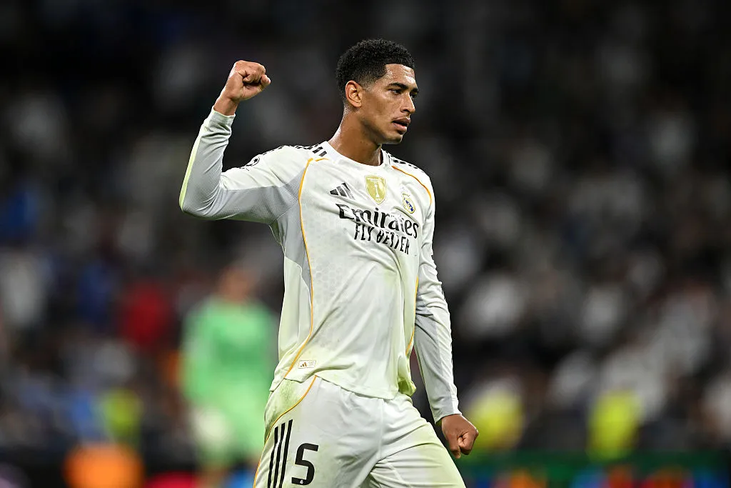 Jude Bellingham jubelt über sein Tor für Real Madrid gegen Juventus in der Champions League