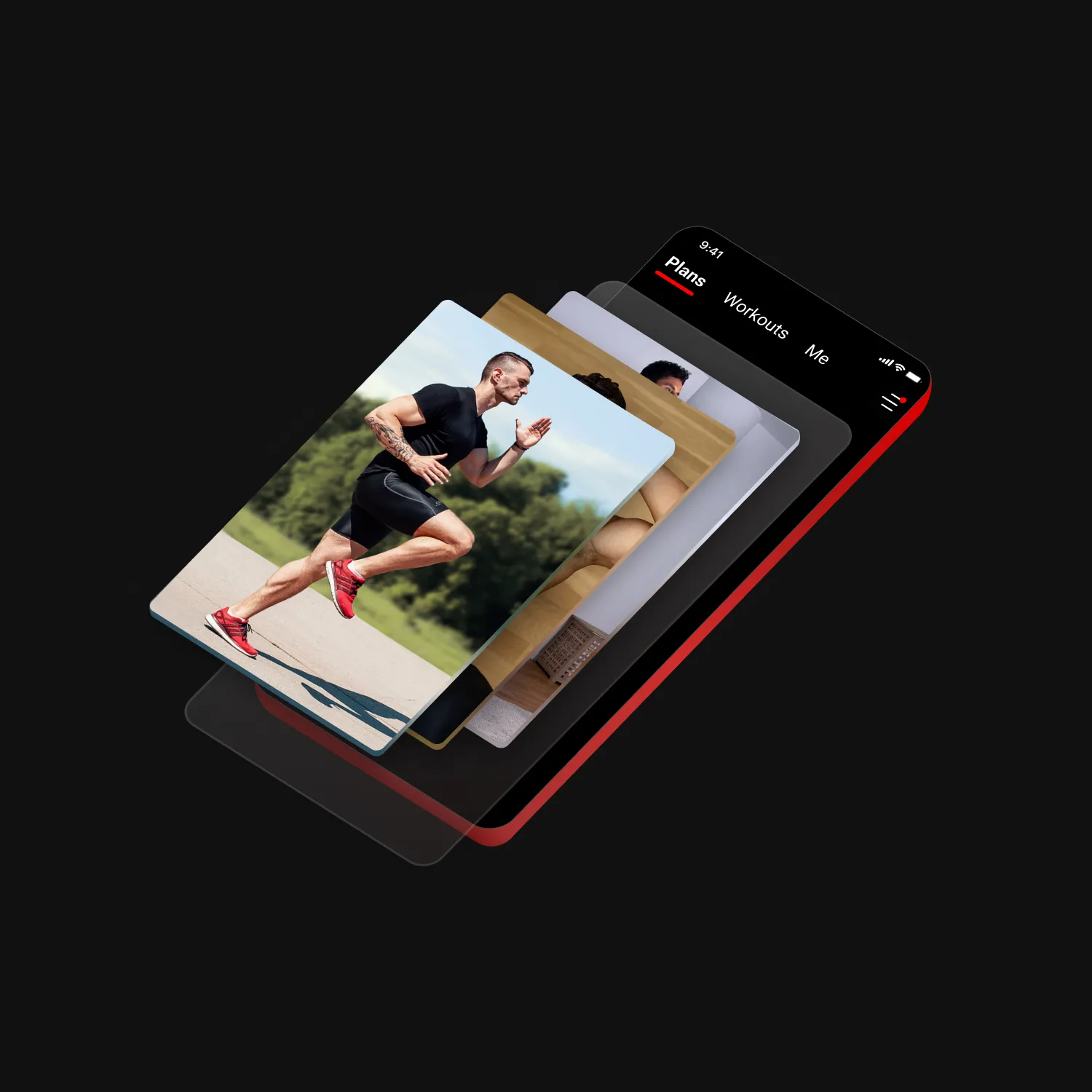 Junge Frau führt eine Calisthenics-Übung aus, während die Madbarz App auf einem Tablet im Vordergrund angepasste Trainingspläne zeigt