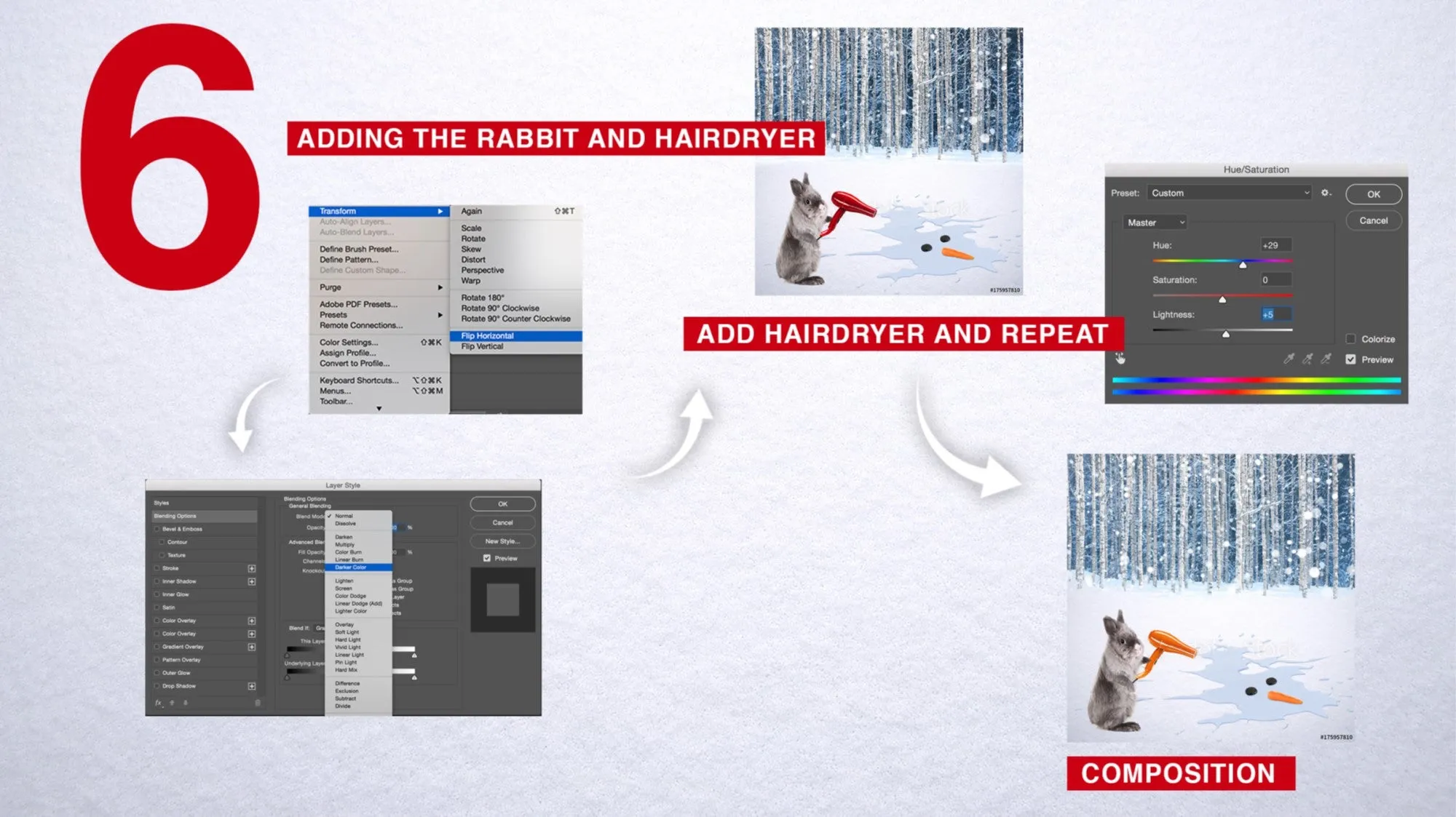 Kaninchen mit Föhn und angepassten Farben