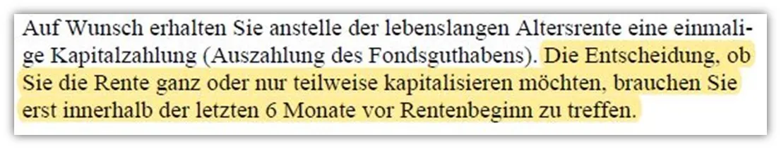 Kapitalwahlrecht bei der Alte Leipziger fondsgebundenen Rentenversicherung