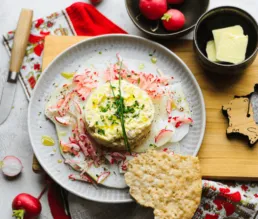 Kartoffelkäs auf Kohlrabi-Carpaccio