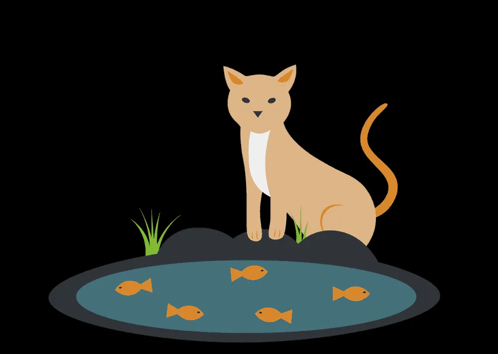 Katze am Gartenteich