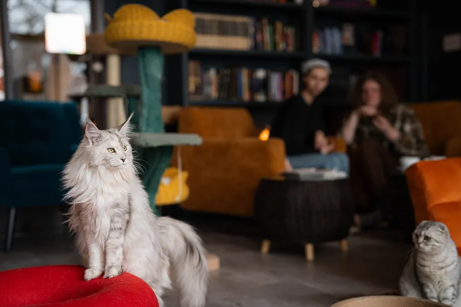 Katzen entspannen im Katzen Café