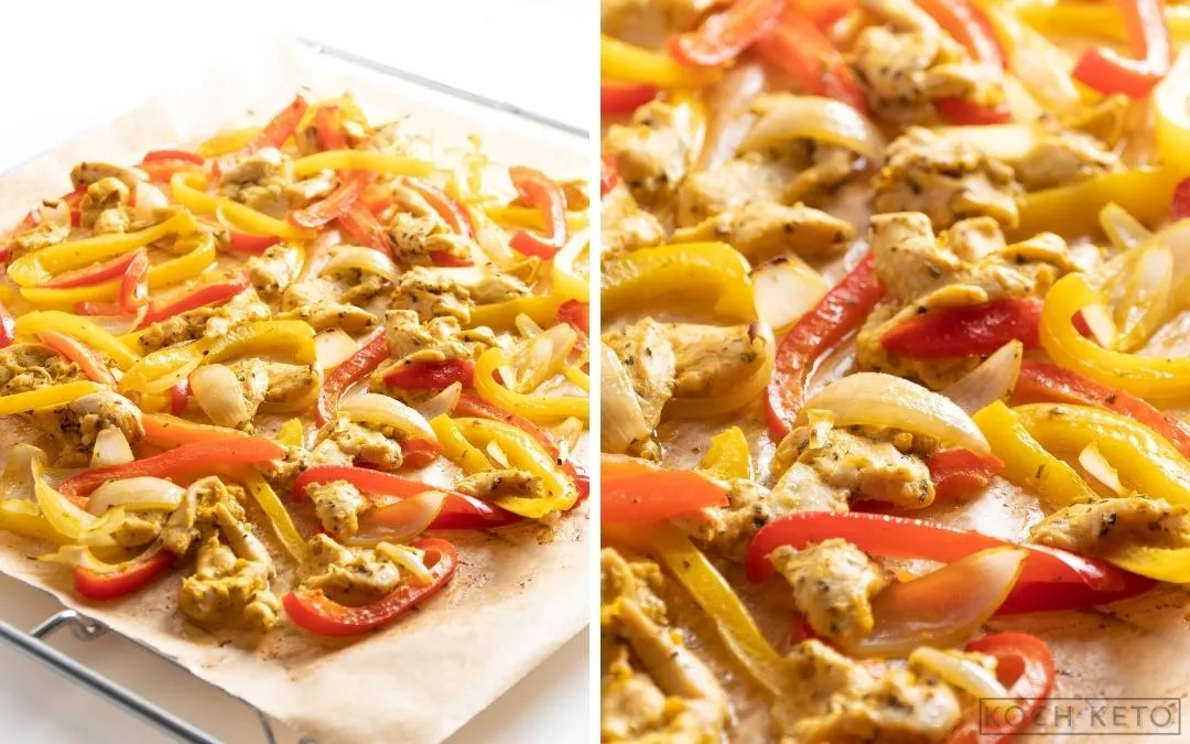Keto Fajita-Hähnchen vom Blech
