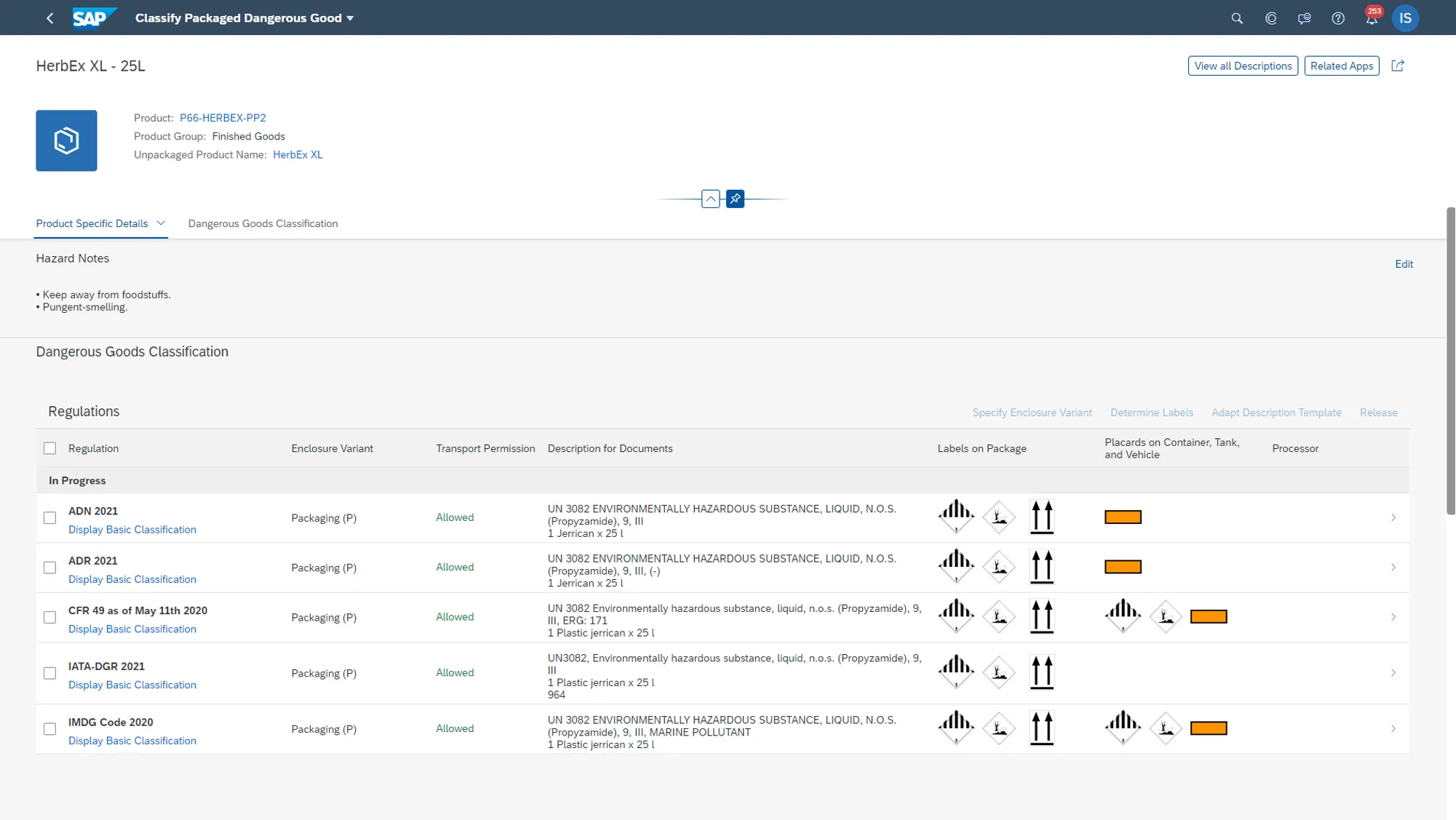 Klassifizierung von verpackten Gefahrgütern
