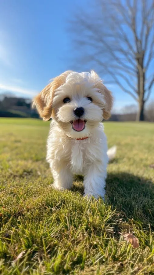 Kleiner Bollipoo Welpe beim fröhlichen Sprint im Freien