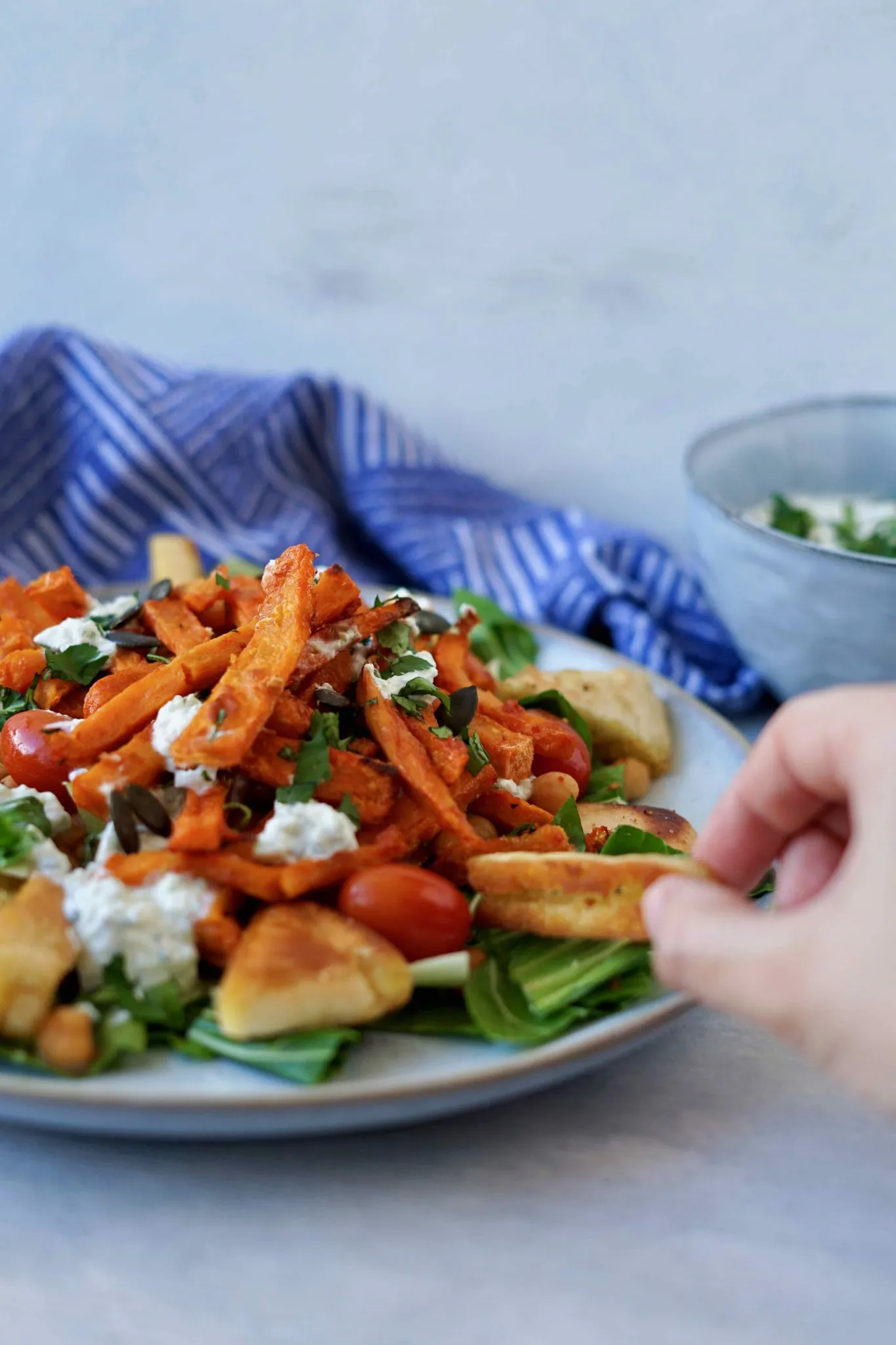 Knusprige Süßkartoffel-Pommes als Streetfood-Gericht