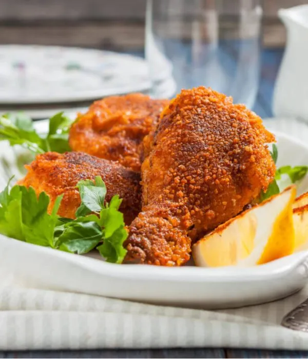 Knuspriges Backhendl mit traditionellem Kartoffelsalat und steirischem Kürbiskernöl, ein Samstagsgericht