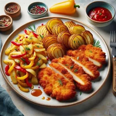 Kohlrabischnitzel knusprig paniert mit frischer Beilage