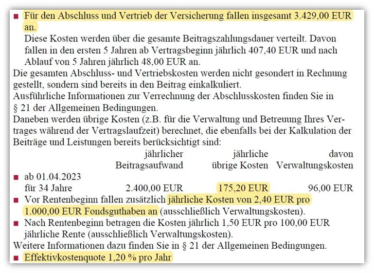 Kosten der Alte Leipziger Bruttopolice (FR10)