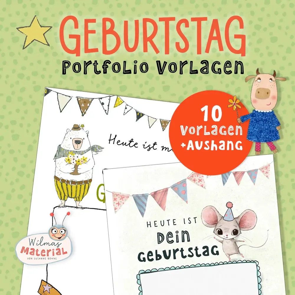 Kreative Portfolio-Ideen zum Geburtstag für den Kindergarten von Wilma Wochenwurm