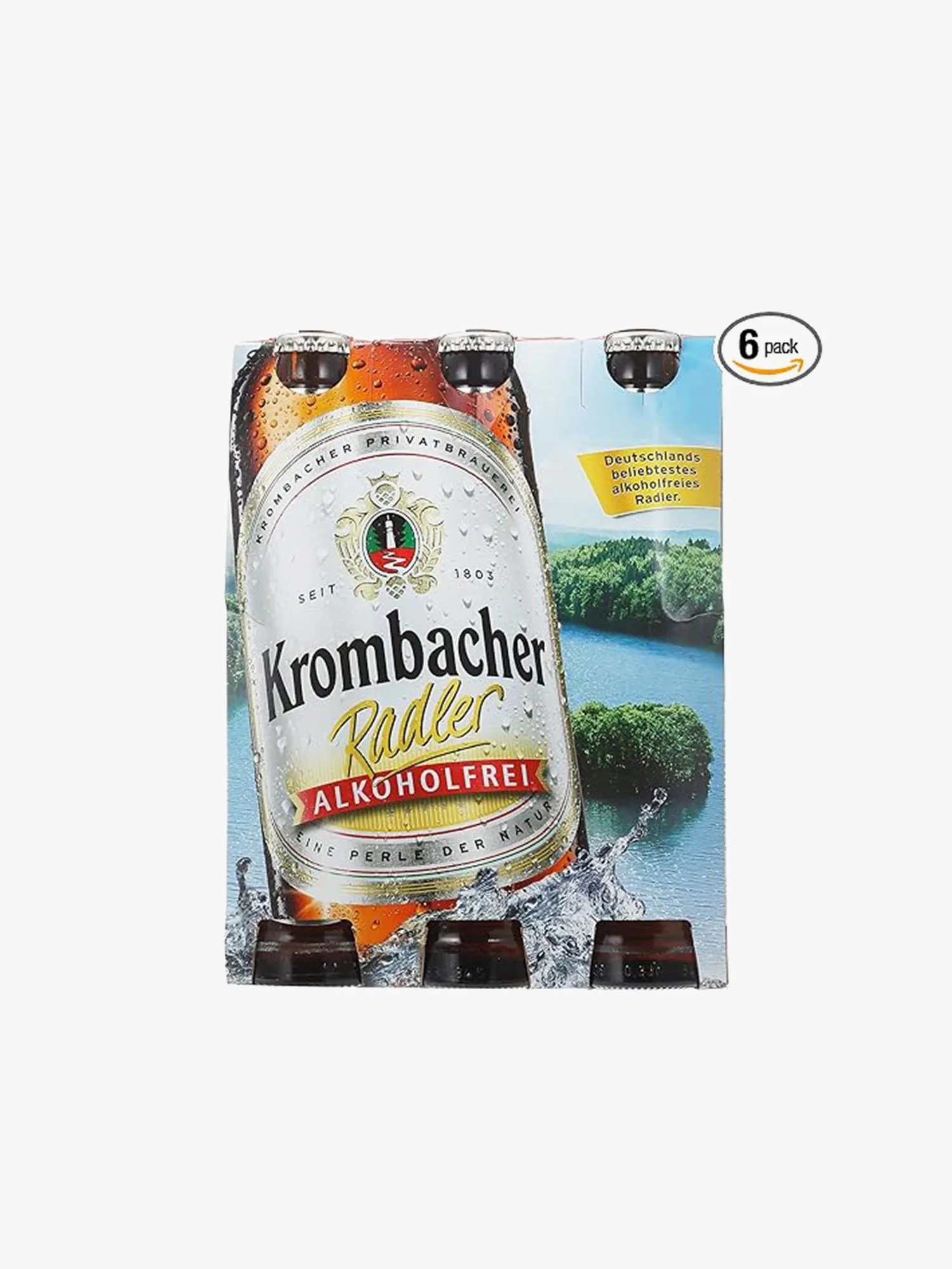 Krombacher Radler Alkoholfrei, eine spritzige Biermischung mit Zitrone, perfekt für heiße Tage