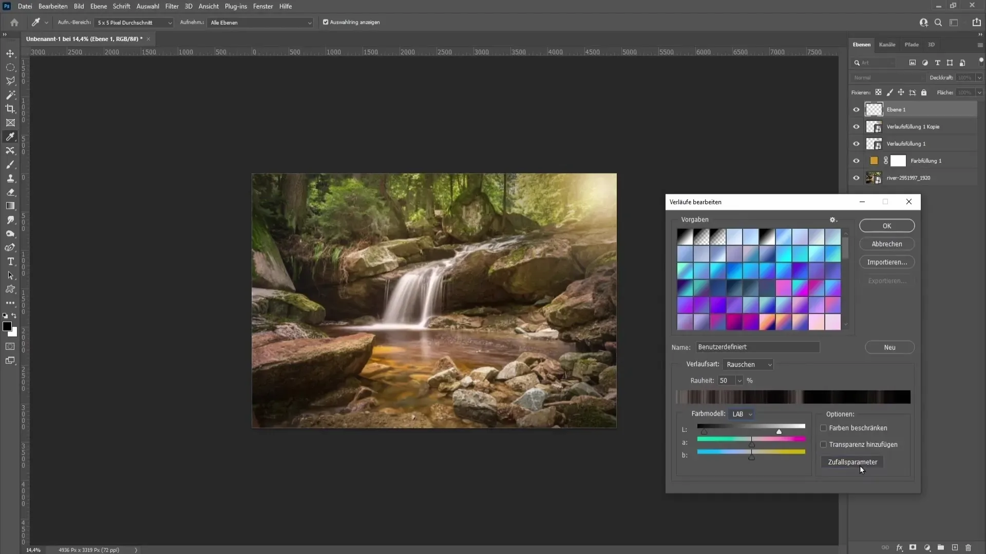 LAB Farbmodell Sonnenstrahlen definieren für präzise Lichteffekte