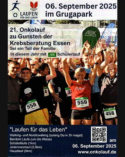 Läufer nehmen am 21. Onkolauf im Grugapark Essen teil.