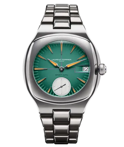 Laurent Ferrier Sport Auto 40 Uhr, eine Hommage an den historischen Motorsport in Deutschland, mit Zifferblatt in Rennfarben.