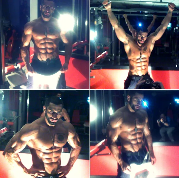 Lazar Angelov bei einem Fotoshooting, der seine harte Arbeit im Fitnessbereich widerspiegelt