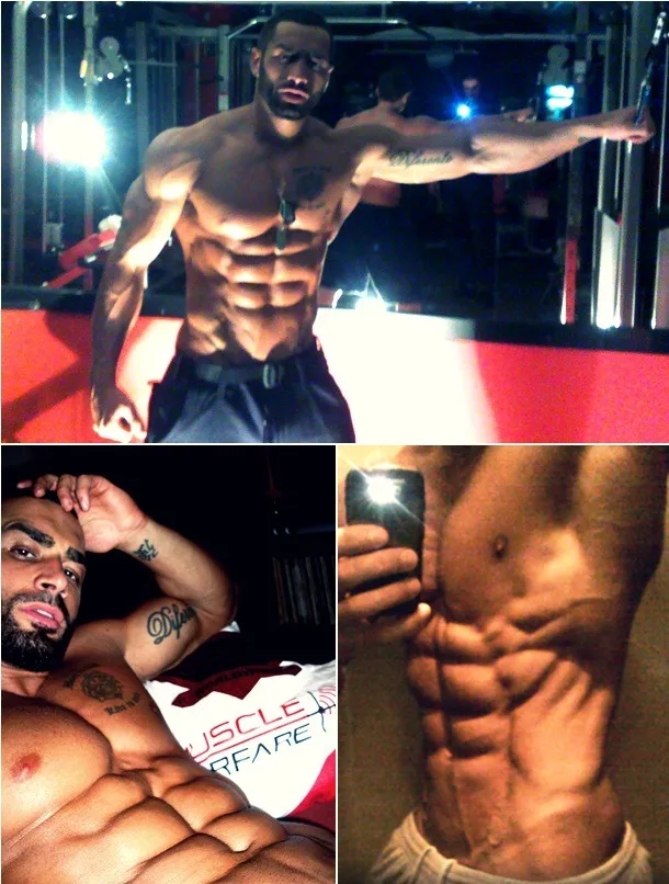 Lazar Angelov in einer Pose, die den Fortschritt seiner Fitnessreise demonstriert