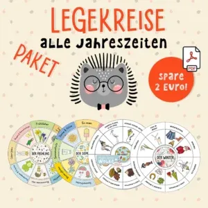 Legekreis Jahreszeiten (Frühling, Sommer, Herbst, Winter) als Wilma Wochenwurm Vorlage zum Ausdrucken