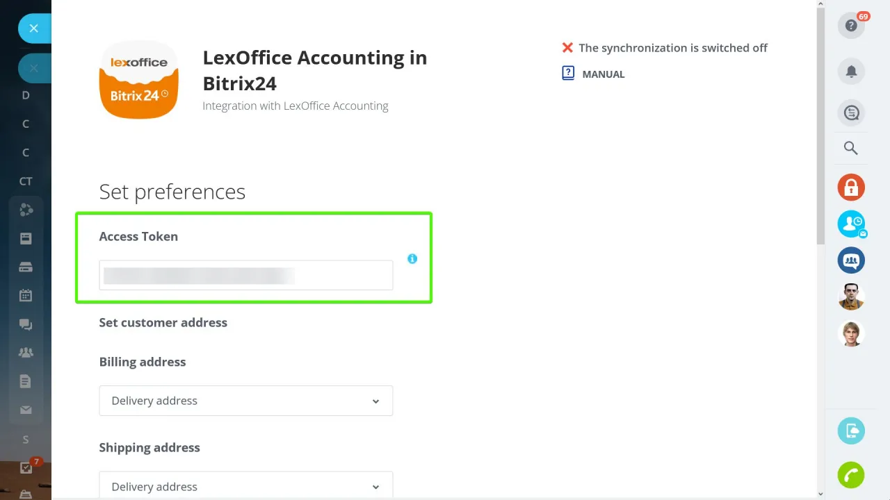 LexOffice Access Token in Bitrix24 eintragen