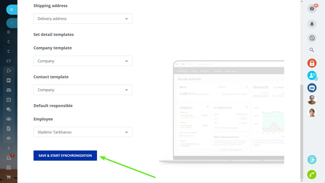 LexOffice Import in Bitrix24 starten