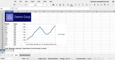 LibreOffice Calc Online Ansicht für Tabellenkalkulation kostenlos
