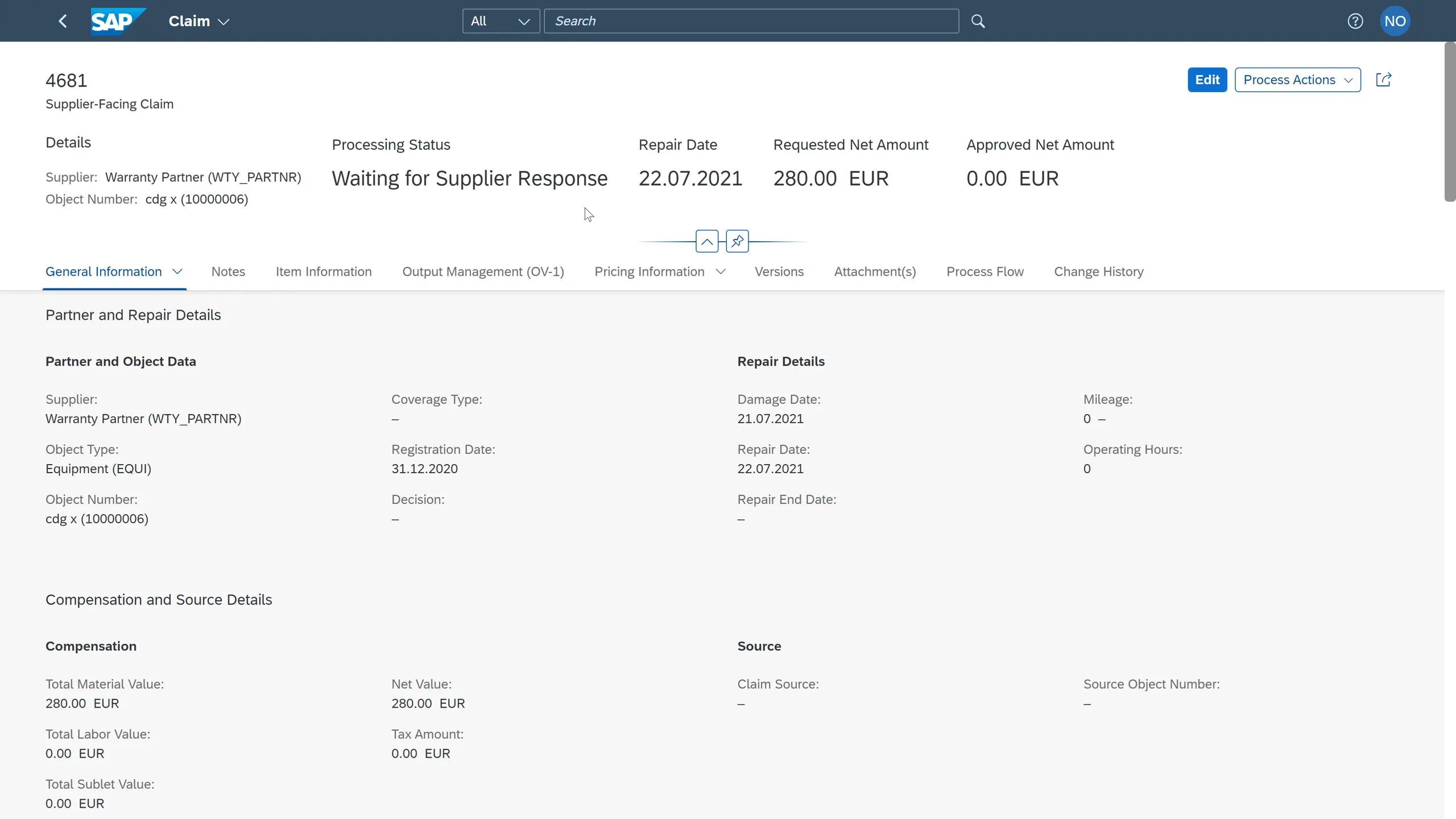 Lieferantenseitiger Gewährleistungsanspruch in SAP S/4HANA 2022