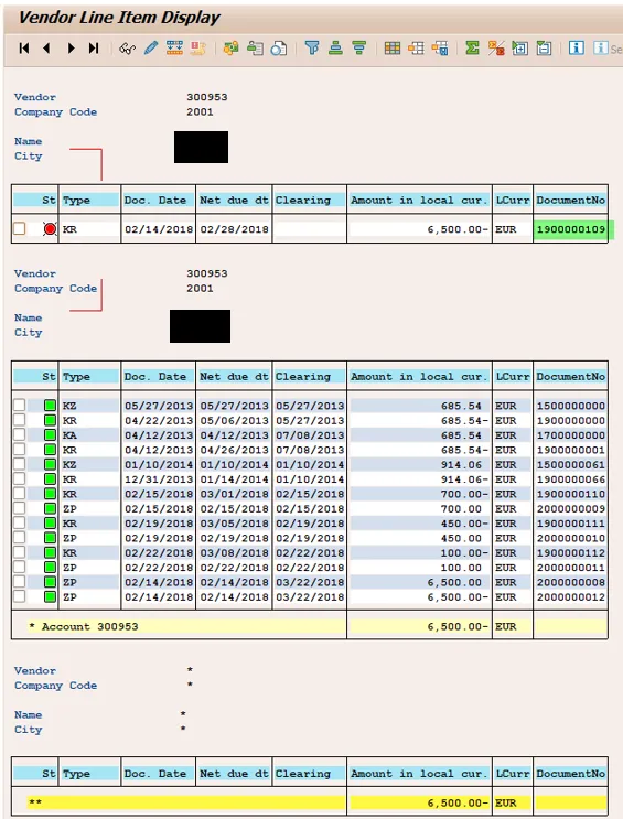 Line item details after clearing reversal