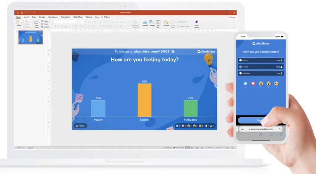 Live-Umfrage-Funktion von AhaSlides in PowerPoint für interaktive Präsentationen