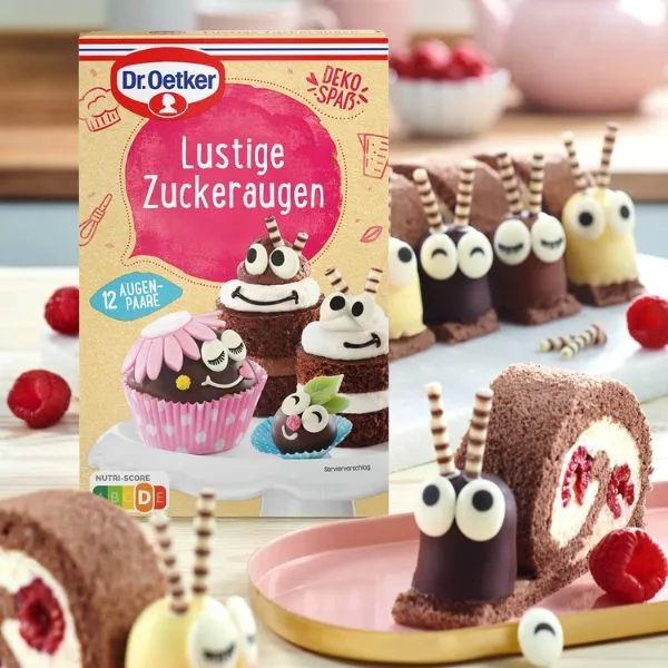 Lustige Zuckeraugen zum Verzieren von Dr. Oetker Kindergeburtstagskuchen