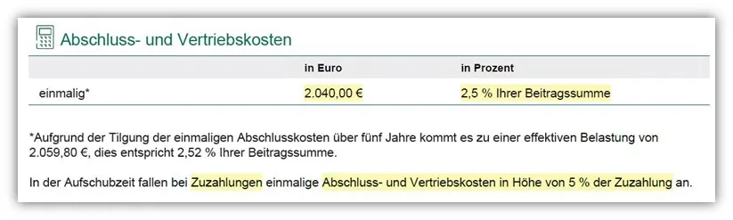  LV 1871 Abschluss- und Vertriebskosten