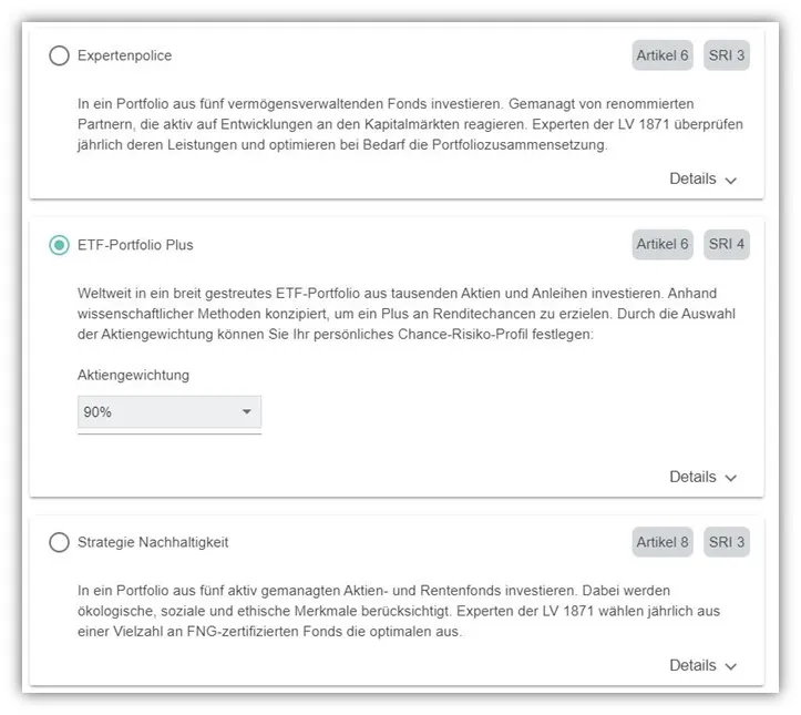  LV1871 - Strategie Nachhaltigkeit - ETF Portfolio Plus - Expertenpolice