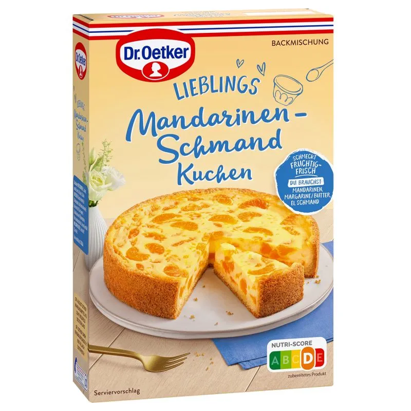 Mandarinen-Schmand-Kuchen als erfrischende Geburtstagstorte aus der Backmischung