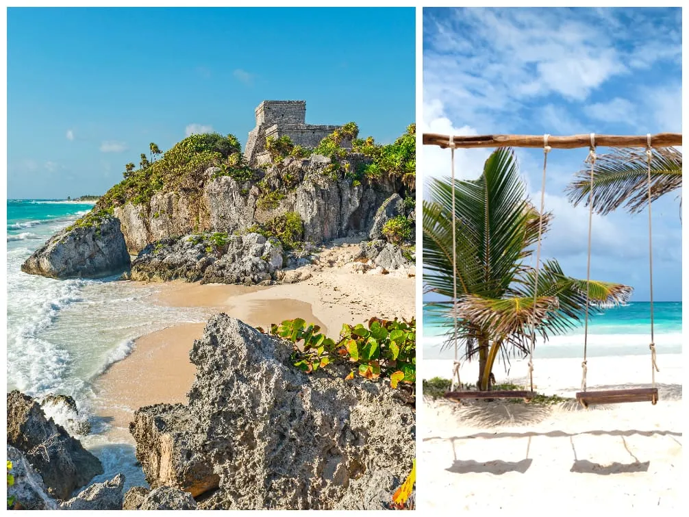Maya-Ruinen in Tulum und Strand von Tulum