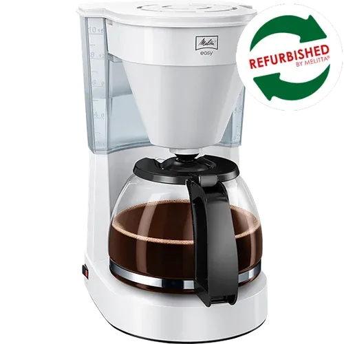Melitta Easy Filterkaffeemaschine in Weiß mit Glaskanne, generalüberholt und im Outlet erhältlich.