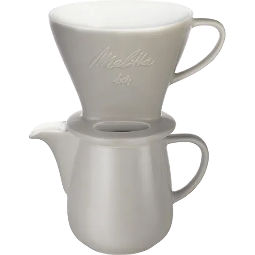 Melitta Porzellan-Kaffeefilter 1x4 mit passender Porzellankanne 0,6L in Grau, günstig im Outlet erhältlich.