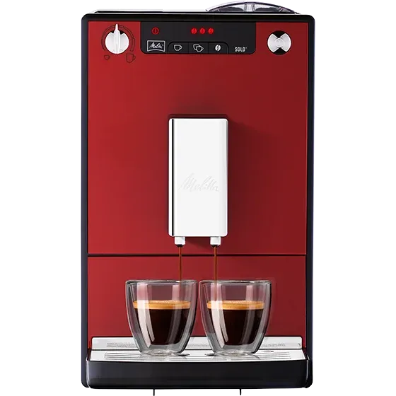 Melitta Solo Rot Kaffeevollautomat in einer modernen Küche