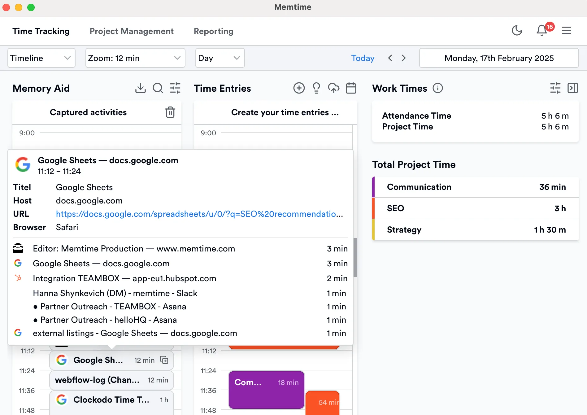 Memtime automatische Zeiterfassung für DATEV