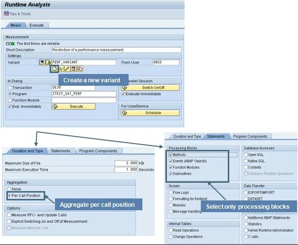 Messvariante in SAP SAT zur Einschränkung der Performance-Analyse
