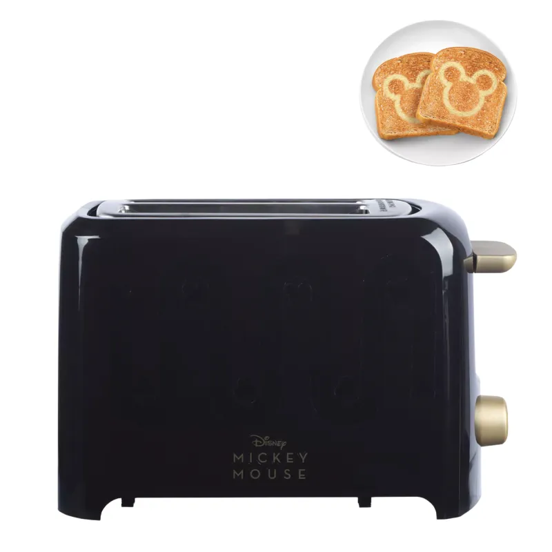 Mickey Mouse Toaster mit Mickey-Motiv auf frisch getoastetem Brot für ein magisches Frühstück