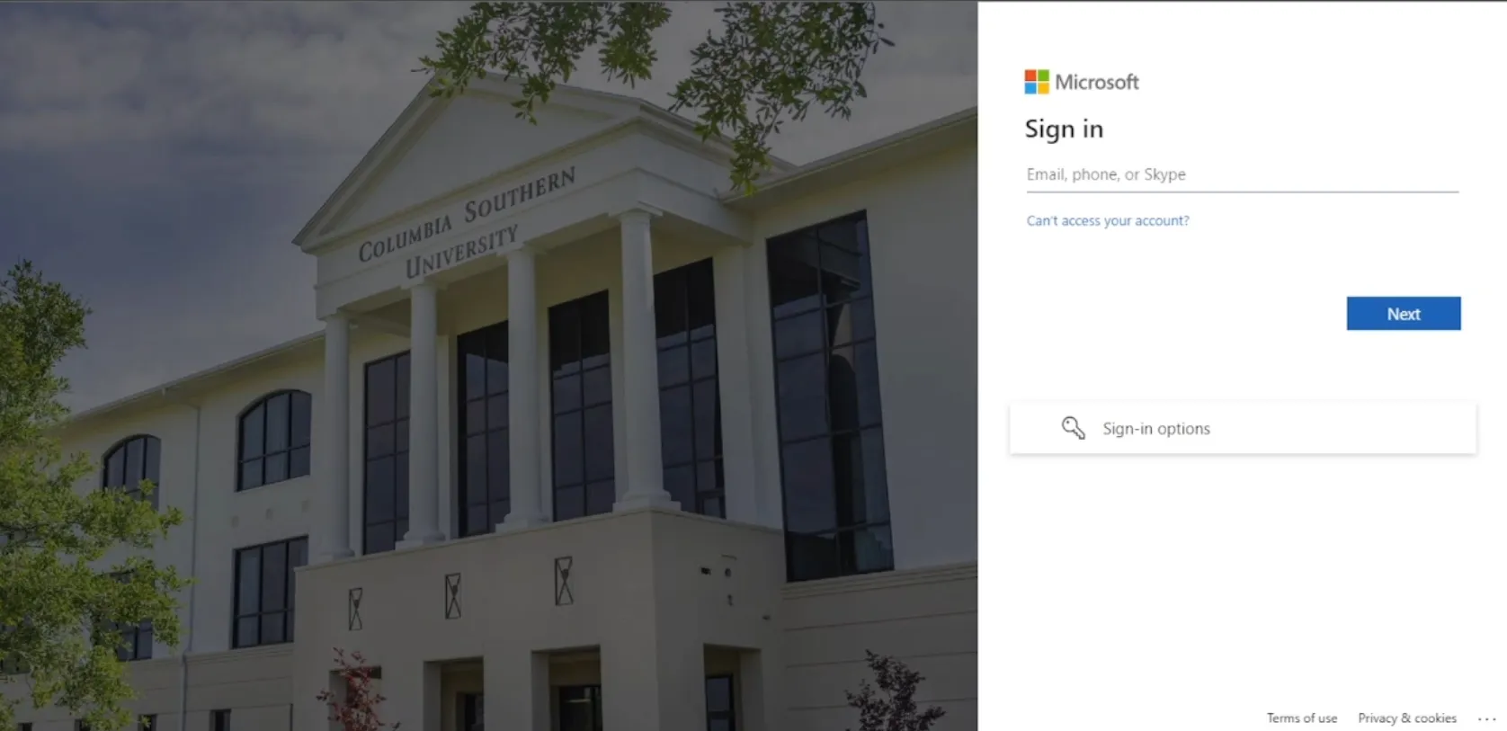 Microsoft Anmeldeseite