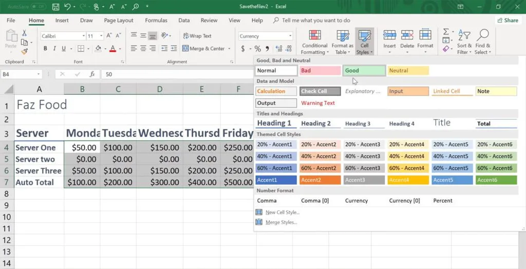 Microsoft Excel Oberfläche