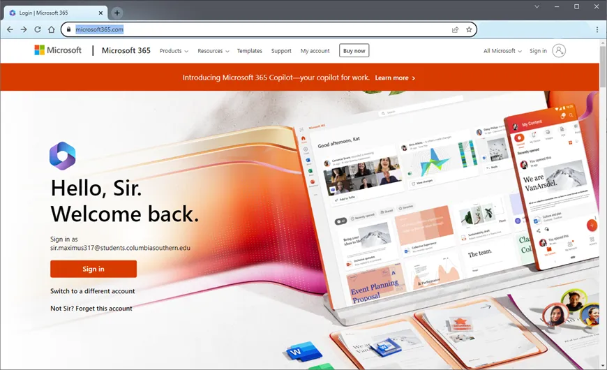 Microsoft Office 365-Homepage.