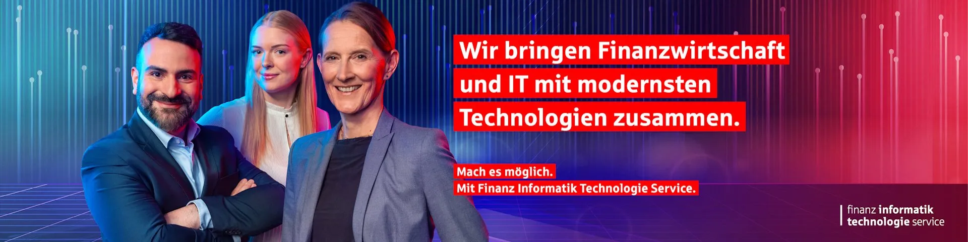Mitarbeiter der Finanz Informatik Technologie Service GmbH & Co. KG arbeiten an ihren Laptops