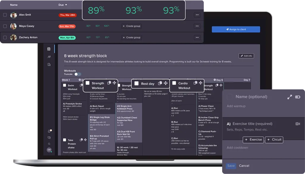 Mobile App zum einfachen Workout-Logging für Coach Fitness Klienten