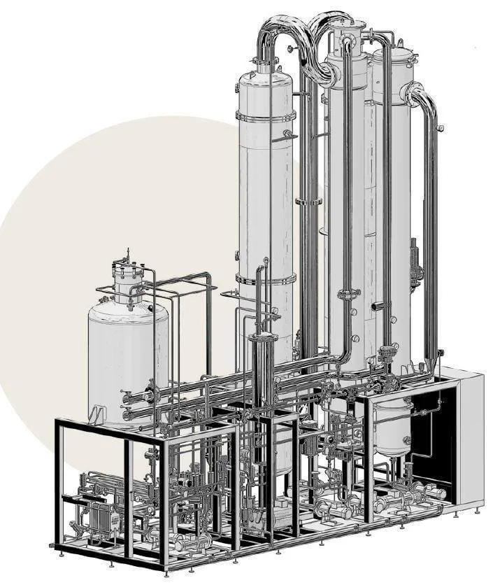 Moderne Vakuumdestillationsanlage zur schonenden Entalkoholisierung von Getränken