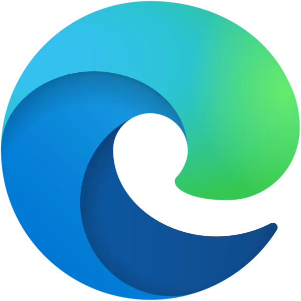 Modernes Logo von Microsoft Edge, dem Chromium-basierten Browser, als Alternative zu Chrome und Firefox