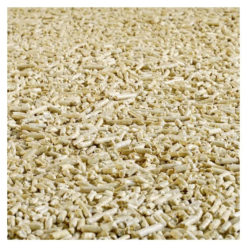 Nahaufnahme der Boxengold Katzenstreu Pellets für detailreiche Betrachtung