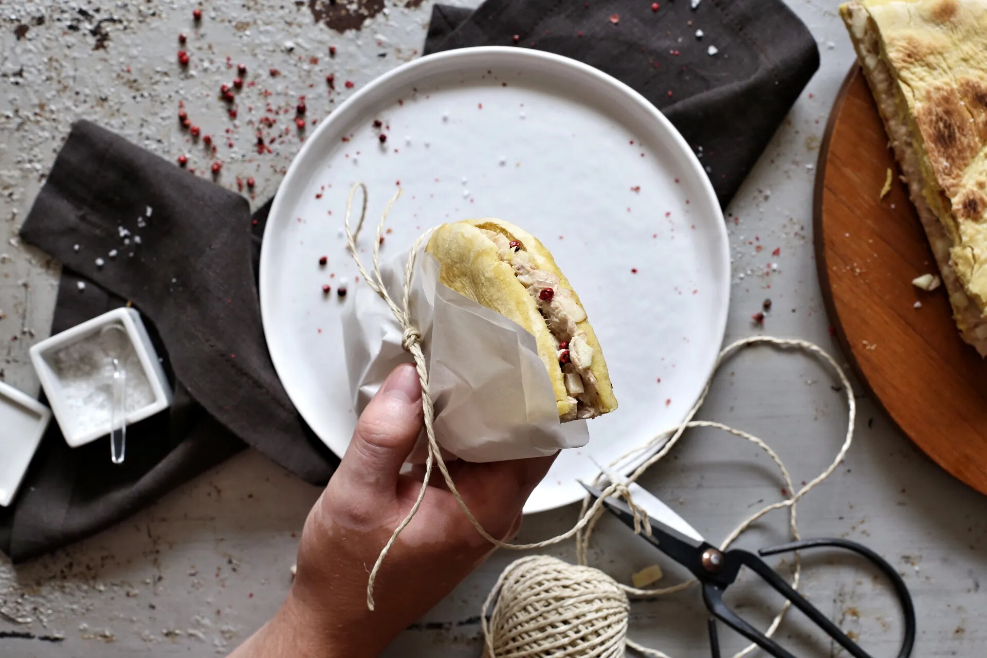 Nahaufnahme der Piadina-Füllung