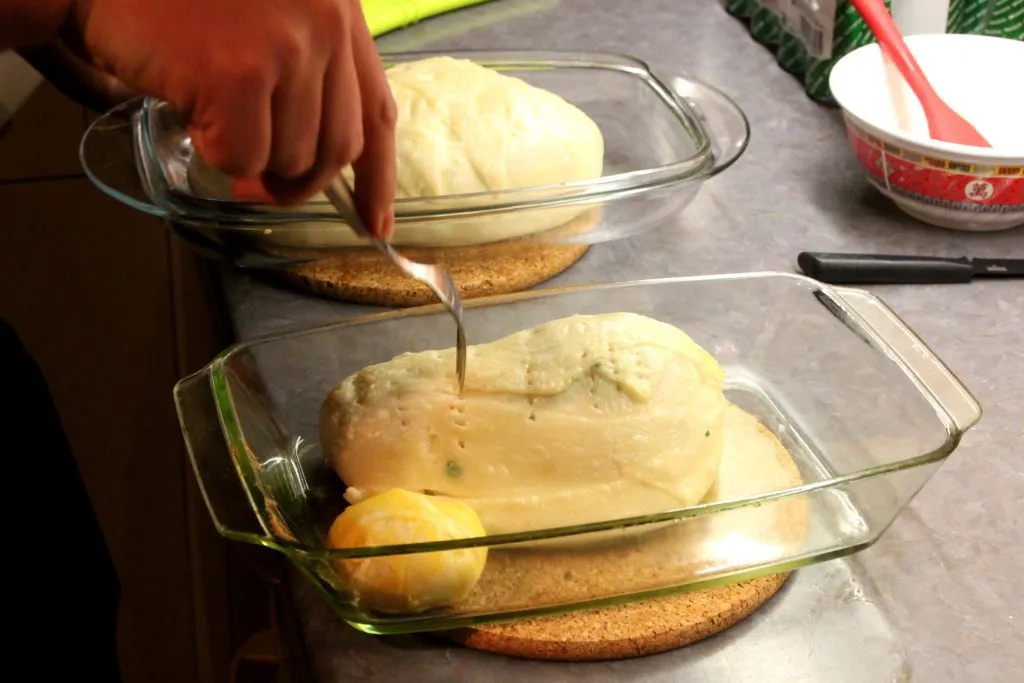 Nahaufnahme des Brät und Kräuter